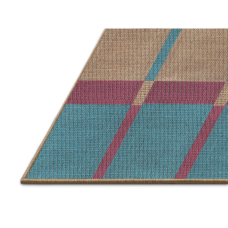 Tapis gris motif/rose/bleu, Rectangle 2 pi x 5 pi
