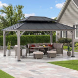 Sunjoy 12 ft. x 16 ft. Cedar Framed Gazebo with Steel Hardtop
