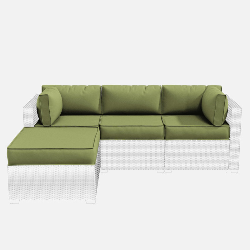 9-Piece Outdoor Replacement Cushion Set Seat/Back Cushion (Set Of 3 Seats , 5 Backs,  1 Footrest), Light Green