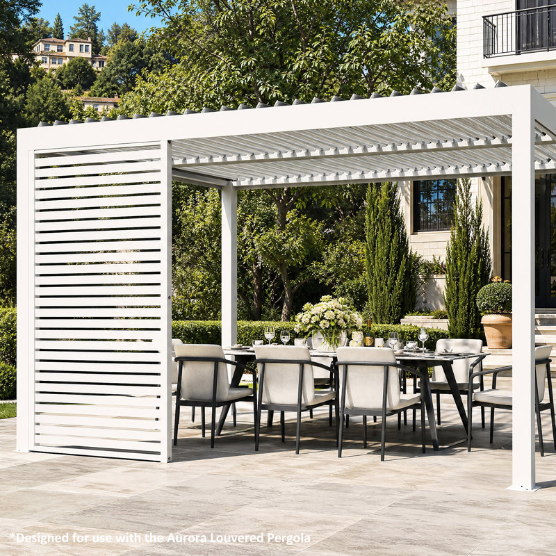 Aurora 12 pi. Panneau mural d'intimité universel pour pergola à persiennes, accessoires en acier galvanisé, écrans de pergola modulaires à installation facile