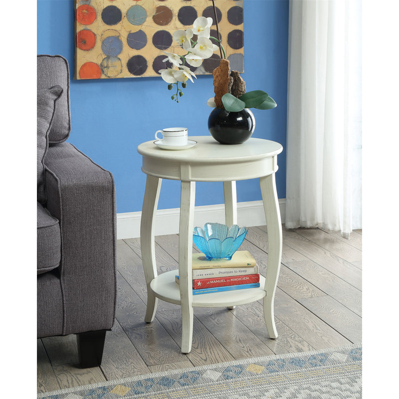 Aberta Antique White Finish Accent Table, Antique White