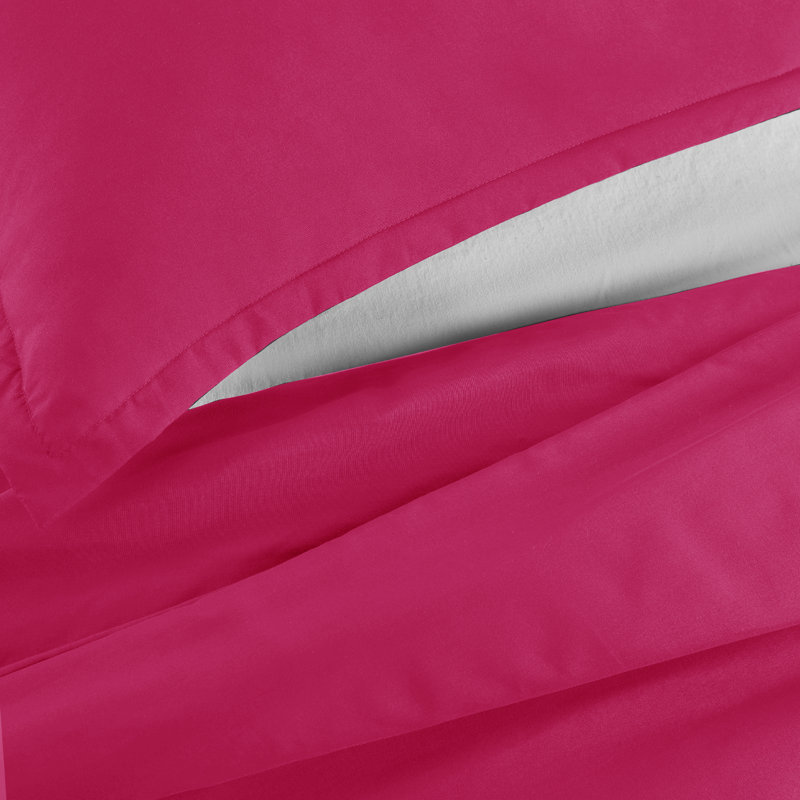 Anicia Super Soft 250 TC Microfibre Reversible Plain Duvet Cover Set, Super King Duvet Cover + 2 Pillowcases, Pink