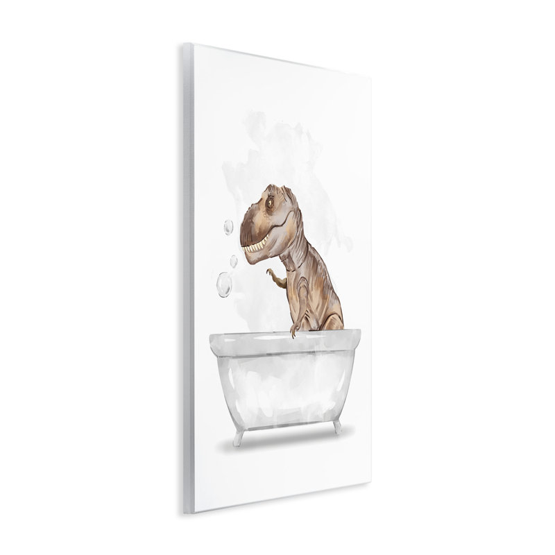 Dinosaure T-Rex dans un bain moussant blanc brun, H 15 po x l 10 po