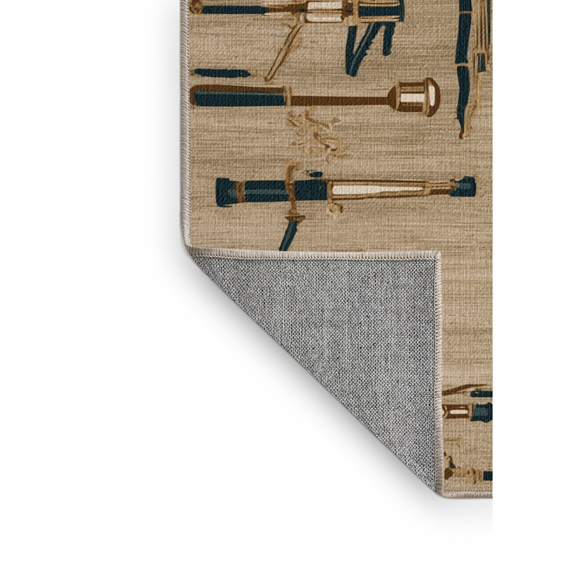  Washable Telescopes Nautical Area Rug, Rectangle 7 pi x 9 pi