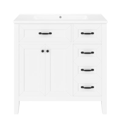 36" Bathroom Vanity with Sink Combo, Bathroom Cabinet with Drawers, Solid Frame and MDF Board
