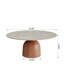 Table basse ronde Meranda 35" en pierre avec pied en bois massif de noyer pour salon et décoration intérieure-192860310-195381708-196694508