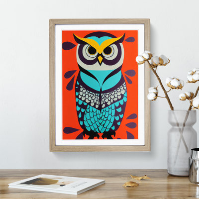 Colourful Owl No.3 Abstract 1 Piece Single Picture Frame Painting