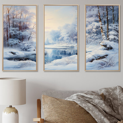 Winter River Window View II - Winter Landscape, art mural