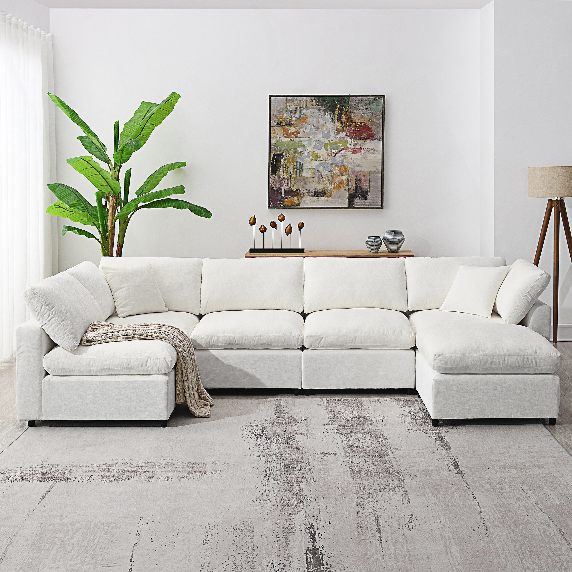 Latitude Run® Modern Modular Cloud Sofa Bed, 6 Seat Sectional Couch Set ...