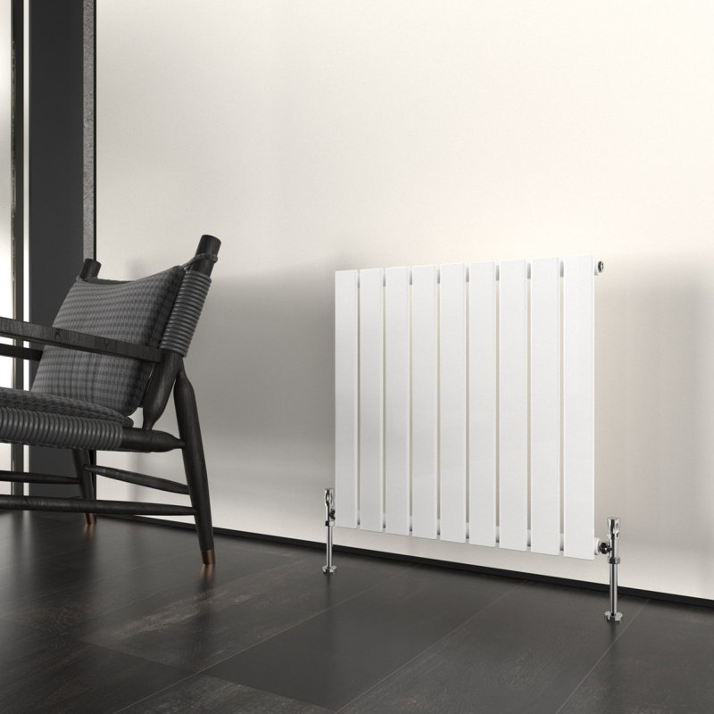 Flat Panel Central Heating Designer Radiator, 60cm H x 115.6cm W x 4.6cm D, White