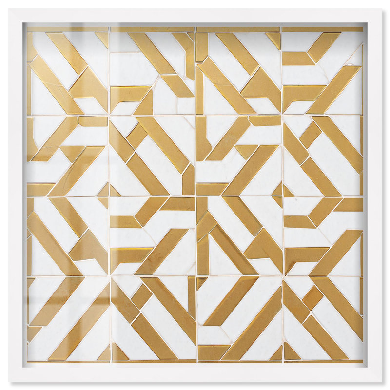 Marbre circuiterie or Art Shadowbox par Art Remedy, H 41 po x l 41 po, Blanc