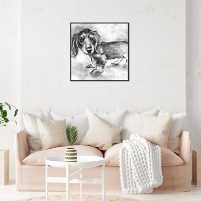 «Dogs and Puppies» «Dachshund Puppy», reproduction de dessin sur toile tendue