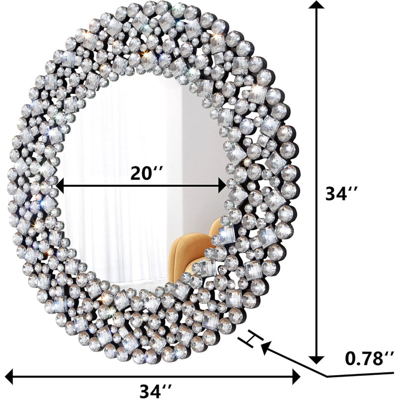Miroir rond de 34 po pour décoration murale