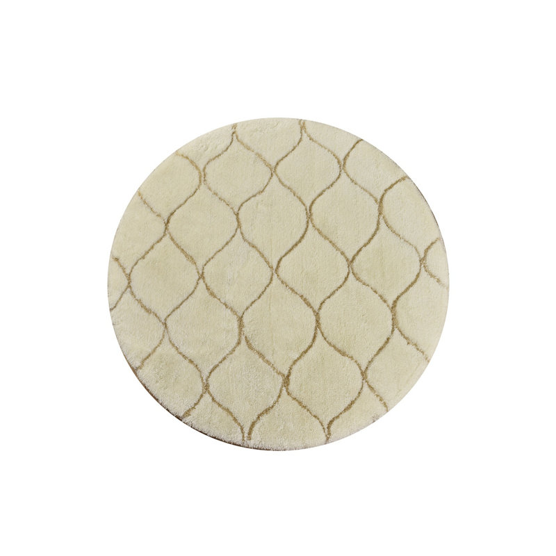 Tapis de bain antidérapant en acrylique, écru, 35,4 po de diamètre | 100% acrylique antibactérien, hauteur des poils de 0,7 à 1,2 po | Lavable à la machine à 86 ° F, durable et doux pour une baignade sécuritaire, idéal pour les salles de bain modernes