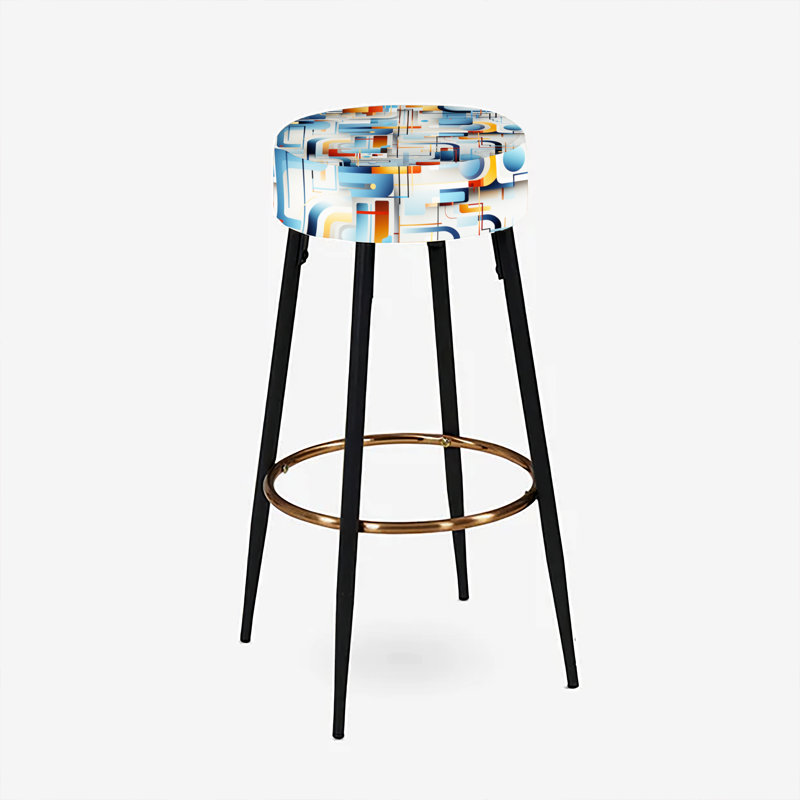 Blue Metropolis Matrix Pattern - Geometric Bar Stools Set Of 2