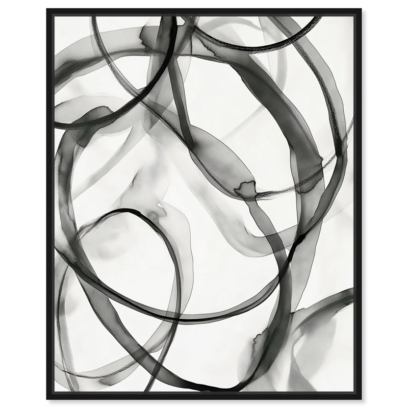 «Dynamic Interplay I» par Art Remedy, H 21 po x l 17 po, Cadre flottant, Noir