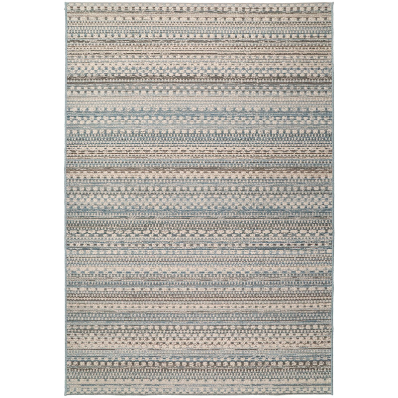 Tapis intérieur / extérieur beige / bleu Pennock, Rectangle 2 pi x 3 pi 7 po