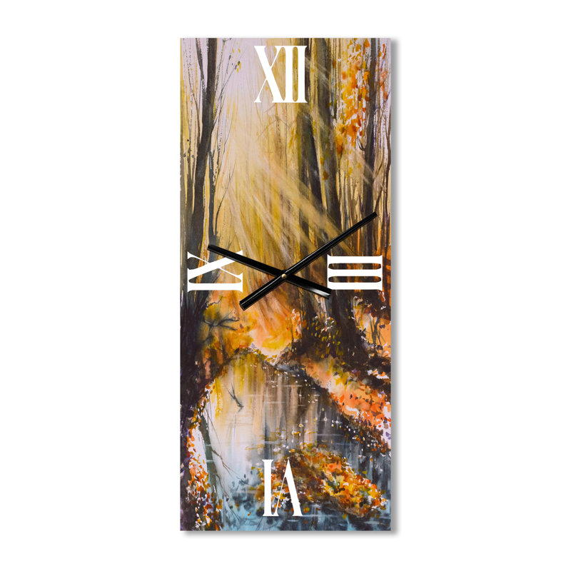 Lumineux soleil à travers les arbres de la forêt III - Horloge murale Lake House, Petit