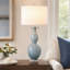 Lampe de table en cristal de 35,25 pouces avec abat-jour blanc
