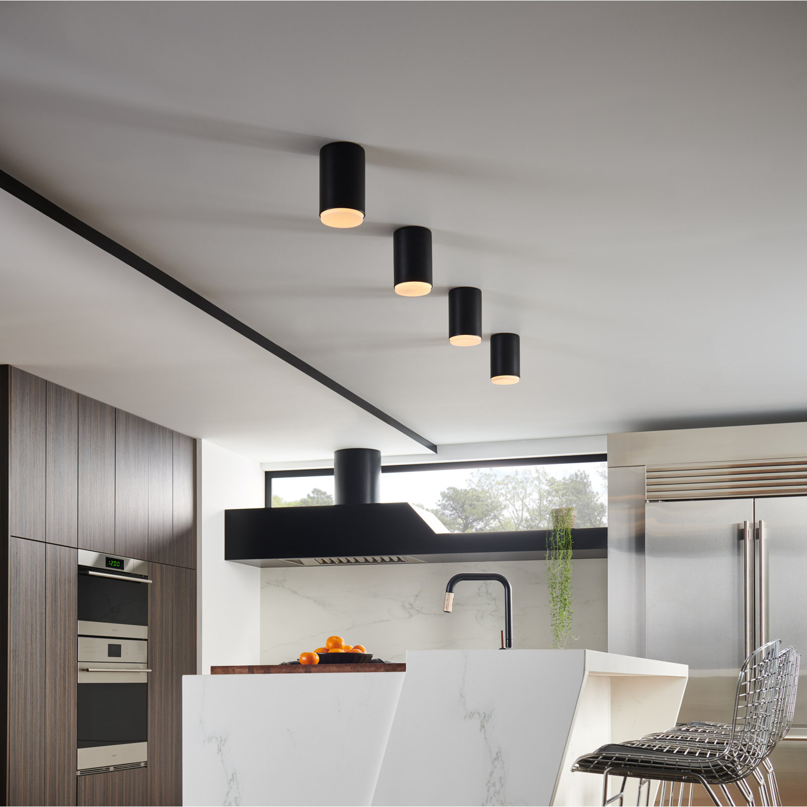 Fitzgerald Single Light Dimmable Flush Mount Sconce, Black, Black