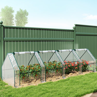 Mini serre 12 pi x 3 pi x 3 pi avec portes à fermeture à glissière et fenêtres à enroulement, serre chaude pour plante portable avec housse en PVC, résistante à l'eau, protégée contre les rayons UV pour les fleurs d'extérieur, les légumes, transparent
