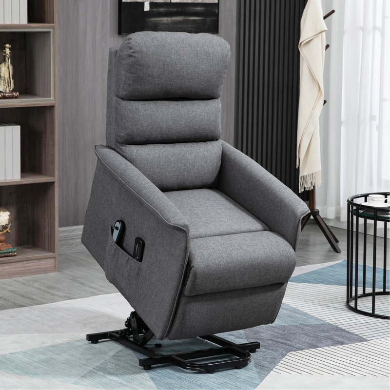Fauteuil inclinable électrique avec massage par vibration, fauteuil inclinable en tissu pour personnes âgées avec télécommande, poches latérales, gris