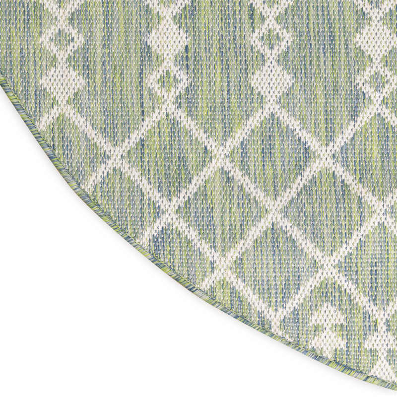  Positano 10' x Round Blue Green Modern Rug, Blue, Round 10'