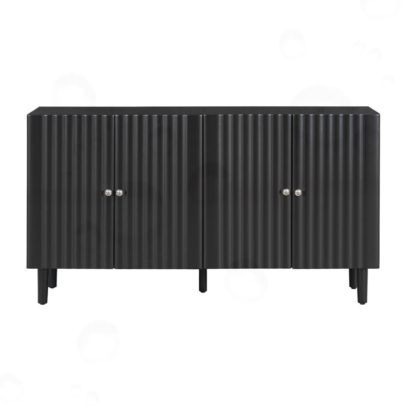 Buffet de rangement avec 4 portes, Noir, noir, noir, noir