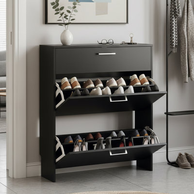 31" W 2-Flip Drawer 1-Drawer Shoe Cabinet
