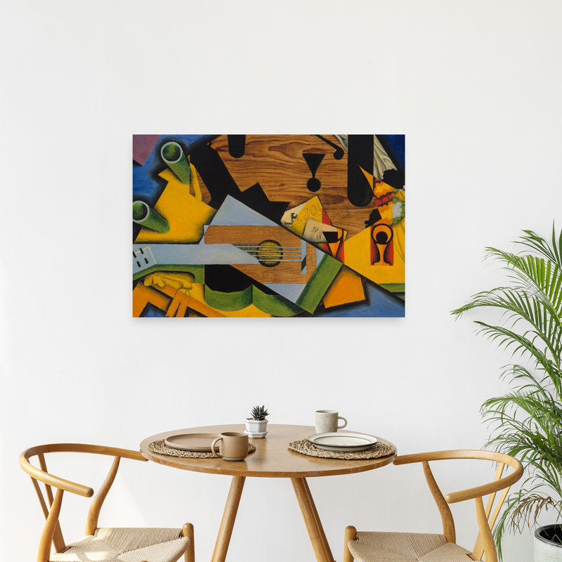 Nature morte à la guitare, 1913 - Estampe murale abstraite contemporaine représentant des fruits, H 24 po x l 36 po