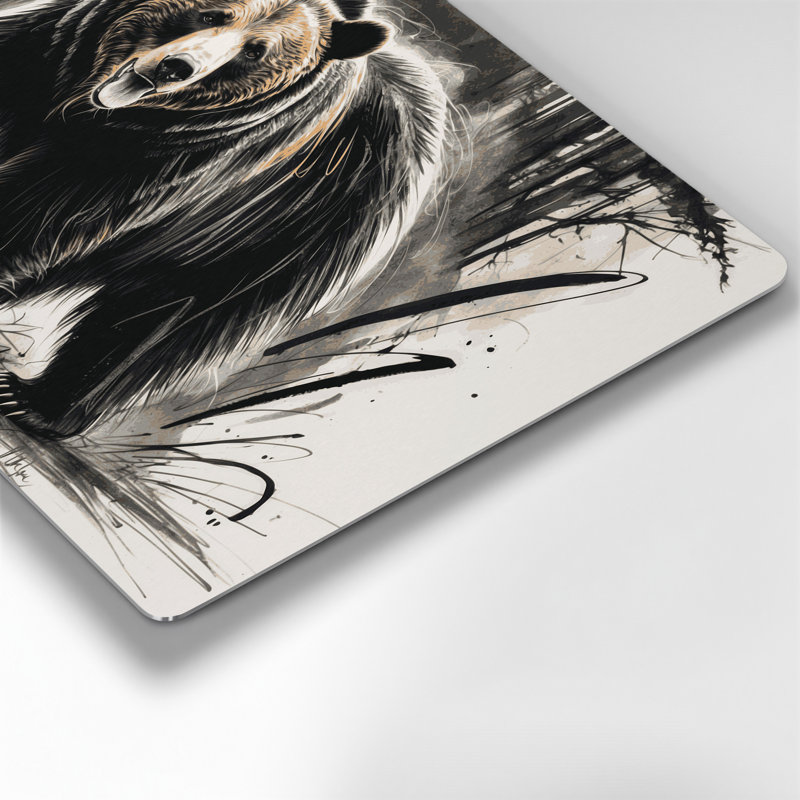 Faune, ours gris, art mural en métal, H 16 po x l 20 po