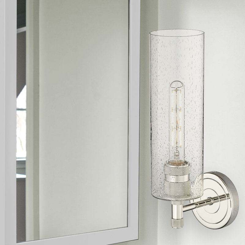Applique murale 1 lumière Crown Point, H 15,5 po x l 3,88 po x P 6,5 po, Grainé, Nickel poli
