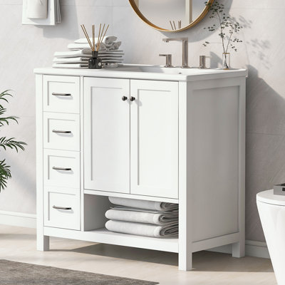 Catenia 36'' Single Bathroom Vanity with Solid + Manufactured Wood Top