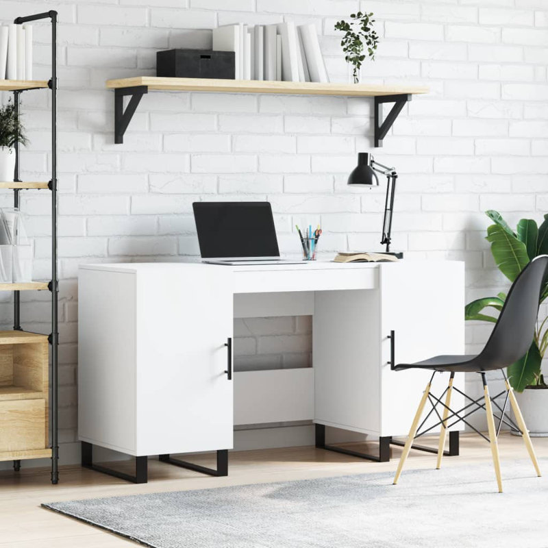 Amear Metal Base Computer Desk, White
