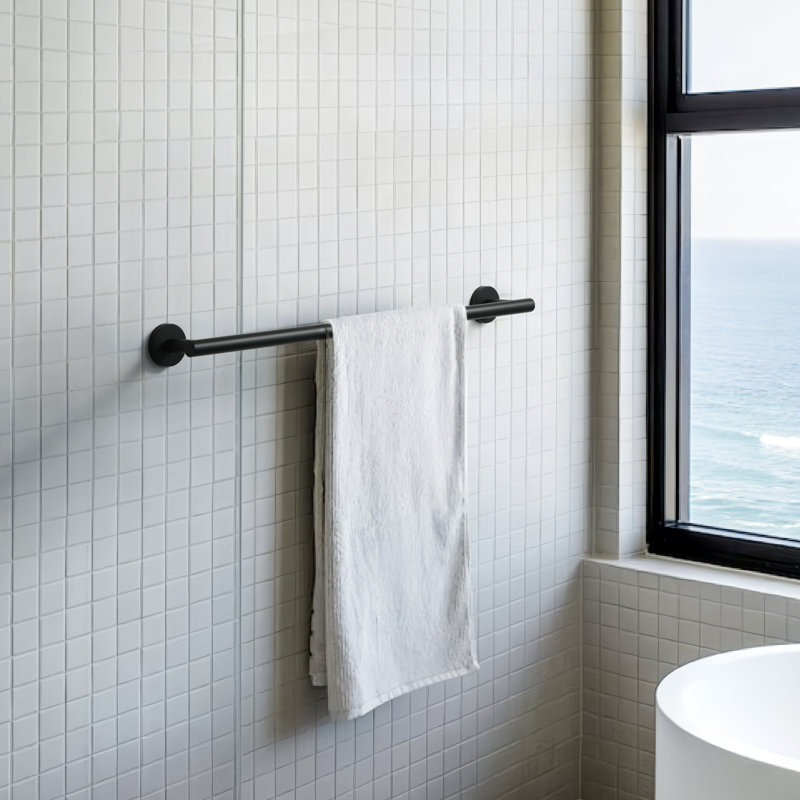 23.62in Wall Mounted Single Towel Bar, Matte Black