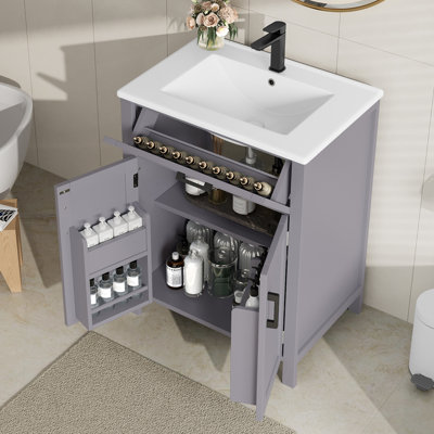 Freestanding Bathroom Vanity with Ceramic Basin