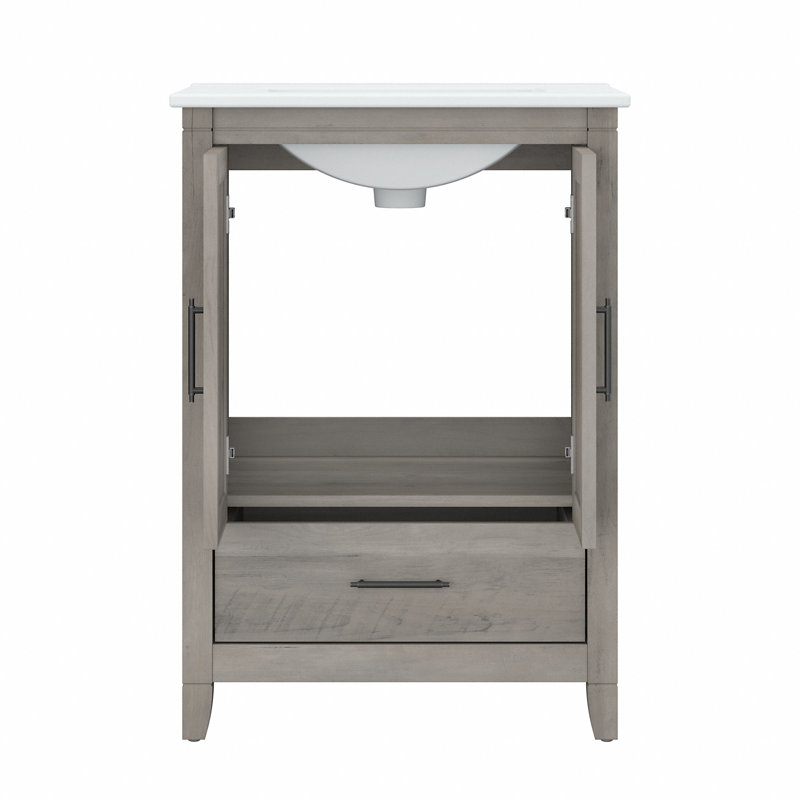 Edion Single Bathroom Vanity with Ceramic Top, Gray