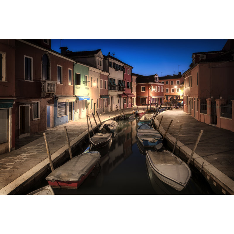 Burano Street Lights II - Photograph, 30 cm H x 46 cm W, Black Floater Frame