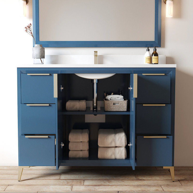 Cardier 48" Single Bathroom Vanity with Vanity Top, Blue