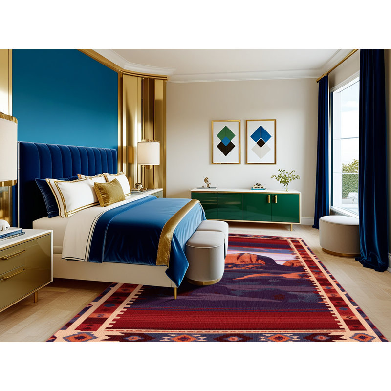  Tapis lavable Sedona Sunset Southwestern, Carré 3 pi