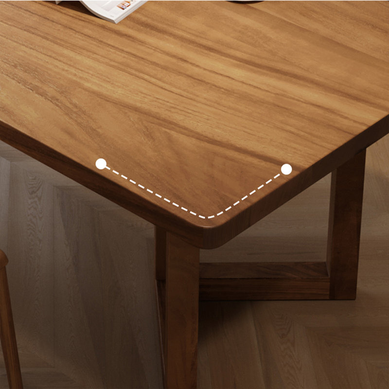 Nut-Brown Rectangular Solid Wood Dining Table, 29.53" H x 62.99" L x 27.56" W