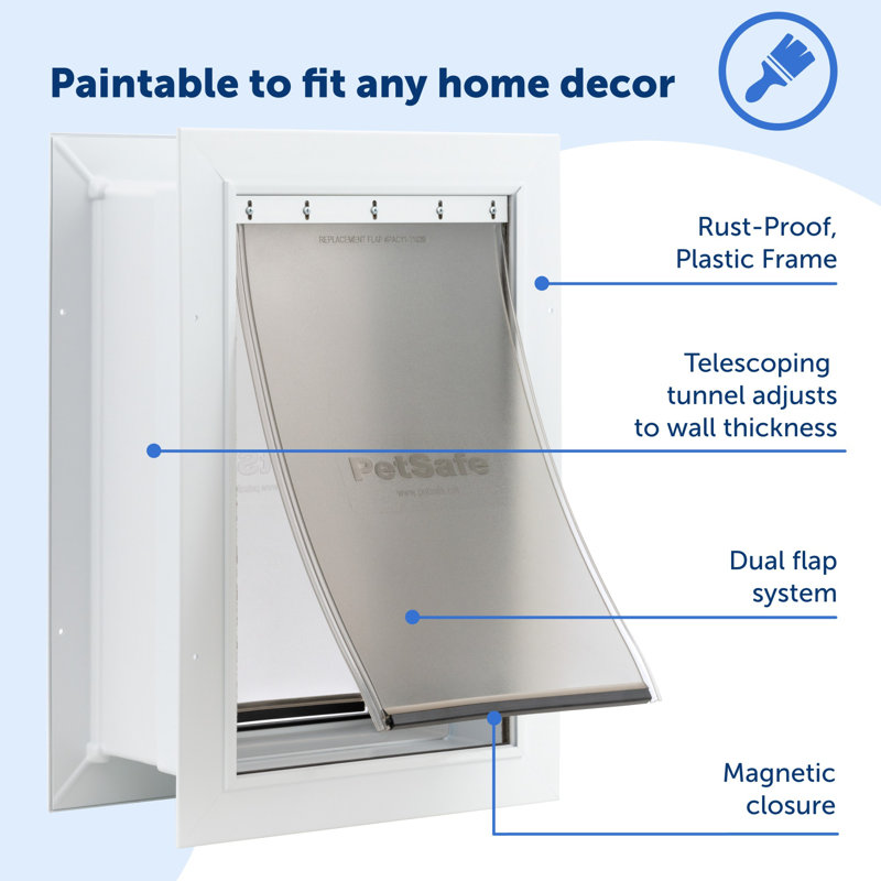 PetSafe Wall Entry Pet Door, Large, 21.16" H x 14.25' W x 7.25" D