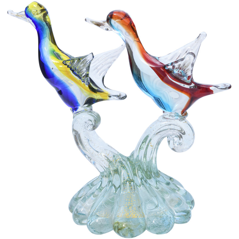 Barbini Murano Sommerso Handmade Glass Animals Hourglass