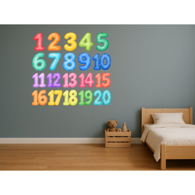 Rainbow 1 To 20 Number Wall Decals, Set of 20 Educational Peel and Stick Wall Stickers, Classroom Playroom Decor, Kids Learning Wall Art, 20"W x 20"H (50 x 50 cm)