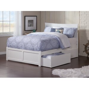 Flagg Solid Wood Storage Platform Bed with Footboard and Under Bed Drawers