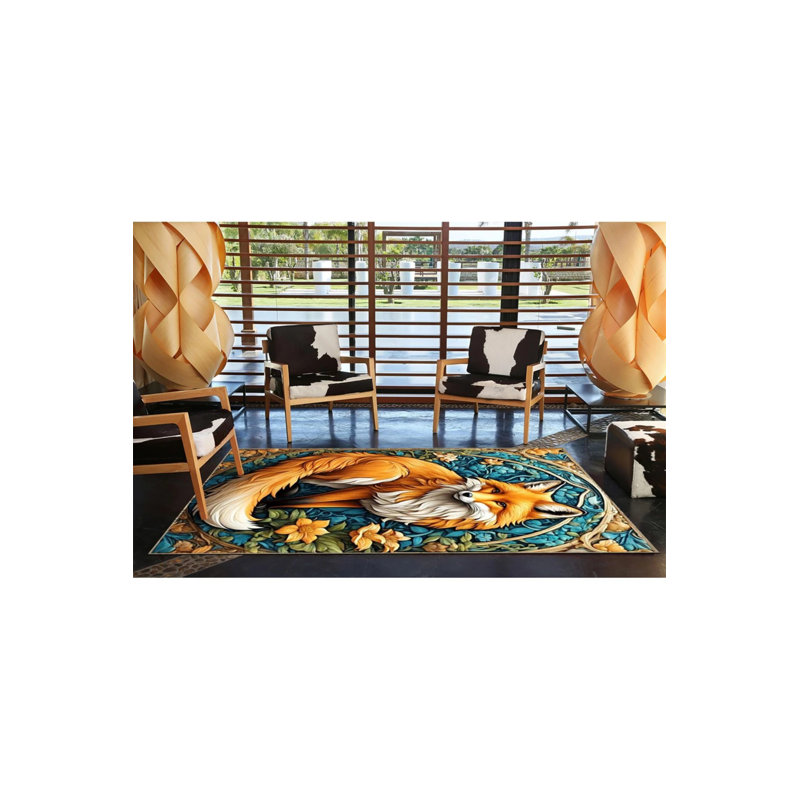 Tapis décoratif lavable jaune moderne, Rond 5 pi