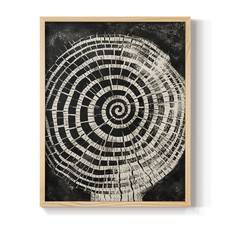 ABSTRACT Series CXCV III, reproduction d'art encadrée - bois massif, H 11 po x l 9 po