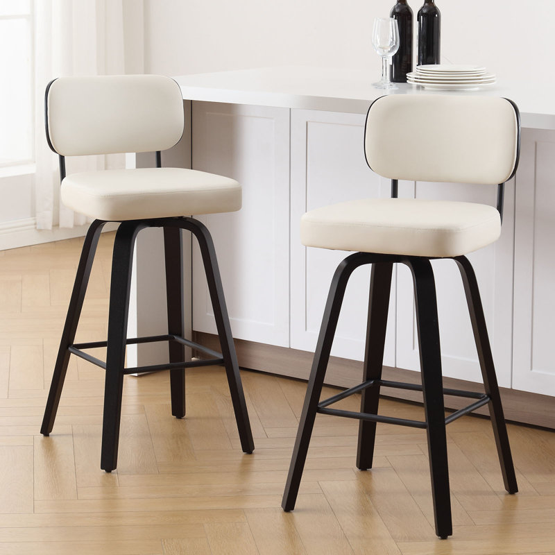 Tabouret de bar et de comptoir pivotant Loranza, Blanc, Tabouret de bar (siège d'une hauteur de 29 po), Noir