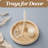 Round Distressed Beaded Wooden Decorative Tray-129030253