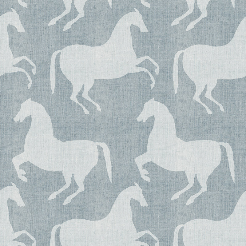 Rouleau de papier peint Horses L 10 pi x l 24 po, Bleu étain, PVC, Autocollant